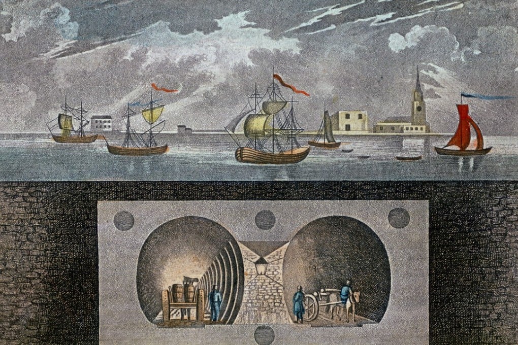 A souvenir print of London’s Thames Tunnel, which opened in 1843. Pictures: Alamy