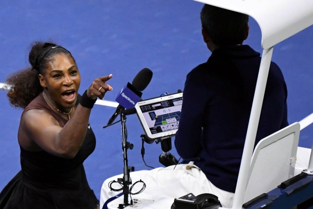 Serena Williams lets fly at chair umpire Carlos Ramos in her US Open women’s tennis final match against Naomi Osaka of Japan, in New York on September 8. Photo: Reuters