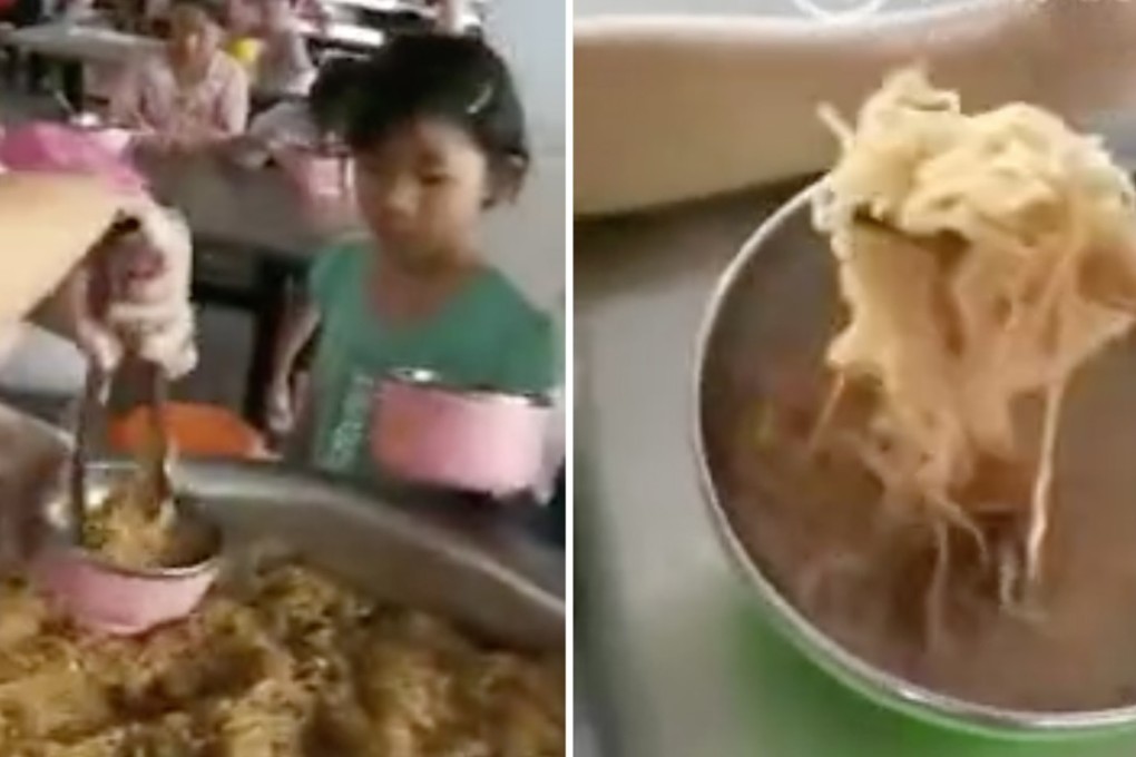 A parent went to the school to film their insubstantial school lunch. Photo: 163.com