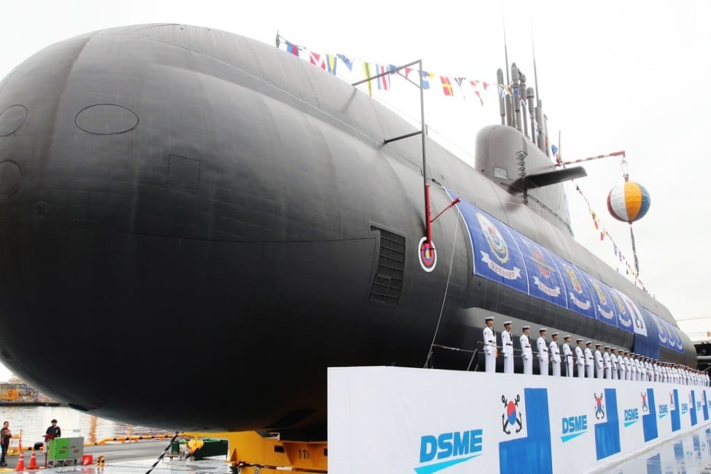 The 3,000-tonne diesel-electric submarine Dosan Ahn Chang-ho at its launching ceremony on the southern island of Geoje on September 14, 2018. Photo: AFP