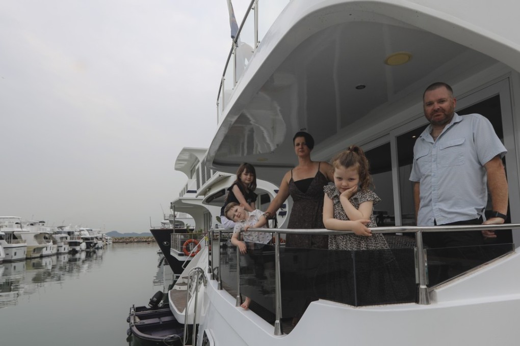 Casey Kiihfuss with her husband and children (from left) Addison, Reed and Kenzie are scrambling for another place to berth their houseboat. Photo: Sam Tsang
