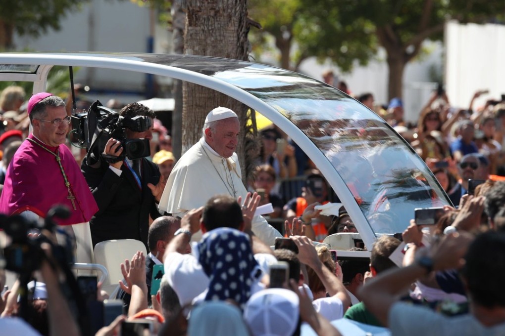Pope Francis arrives in Palermo. Photo: EPA