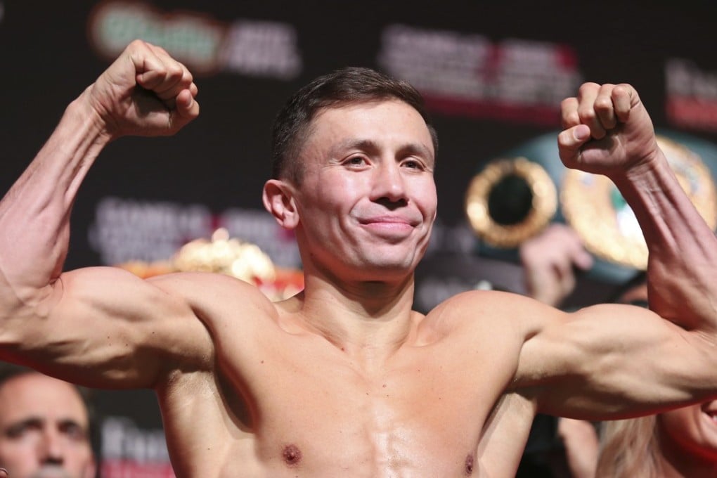 Gennady Golovkin poses during his weigh-in at T-Mobile Arena in Las Vegas. Photo: AP