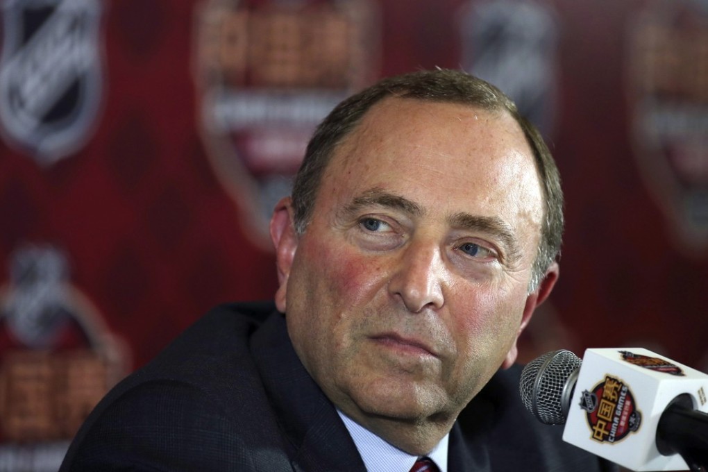 NHL commissioner Gary Bettman at a press conference before the NHL China Games match between the Boston Bruins and Calgary Flames in Shenzhen. Photo: AP