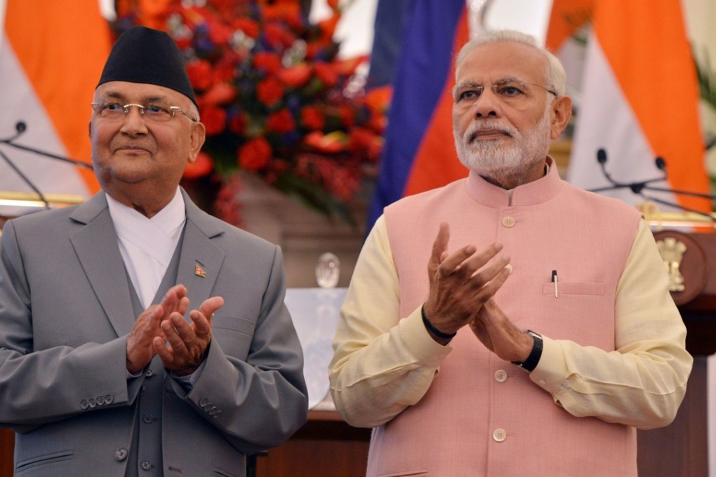 Prime Minister K.P. Sharma Oli (left) is seen with Indian Prime Minister Narendra Modi in April Photo: EPA-EFE