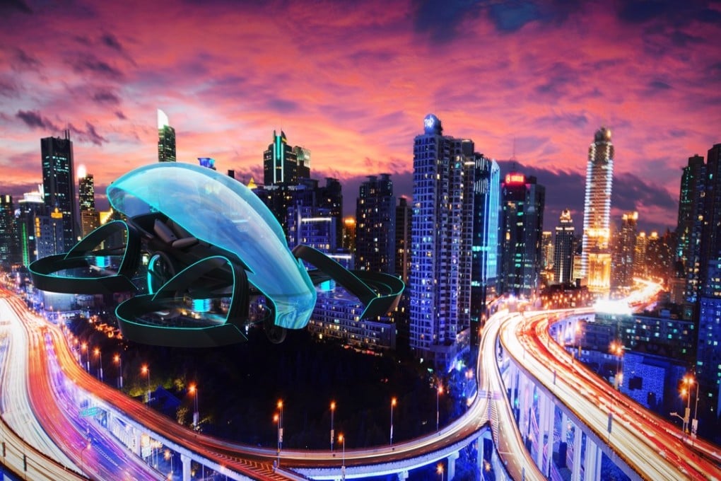 A rendering of the electric vertical take-off and landing aircraft, also known as a flying car, that Japanese company Cartivator, a start-up backed by Toyota Motor Corp, is now developing ahead of its big reveal in the 2020 Tokyo Olympics. Photo: Handout