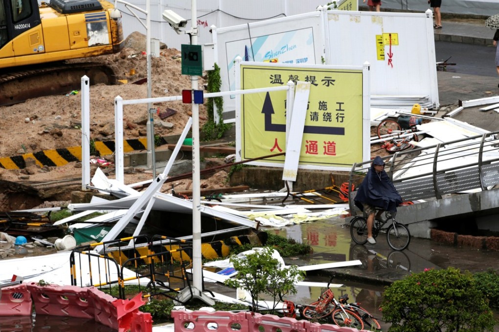 More than 140 million yuan in damage claims related to Typhoon Mangkhut had been submitted from Shenzhen alone by noon on Monday, according to one report. Photo: Reuters