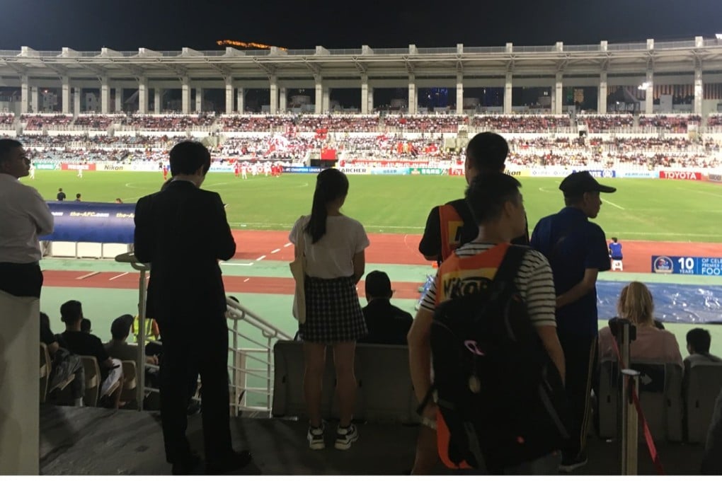 Tainjin Quanjian pack the far stand as their team lose to Kashima Antlers in Macau’s Olympic Stadium. Photos: Jonathan White