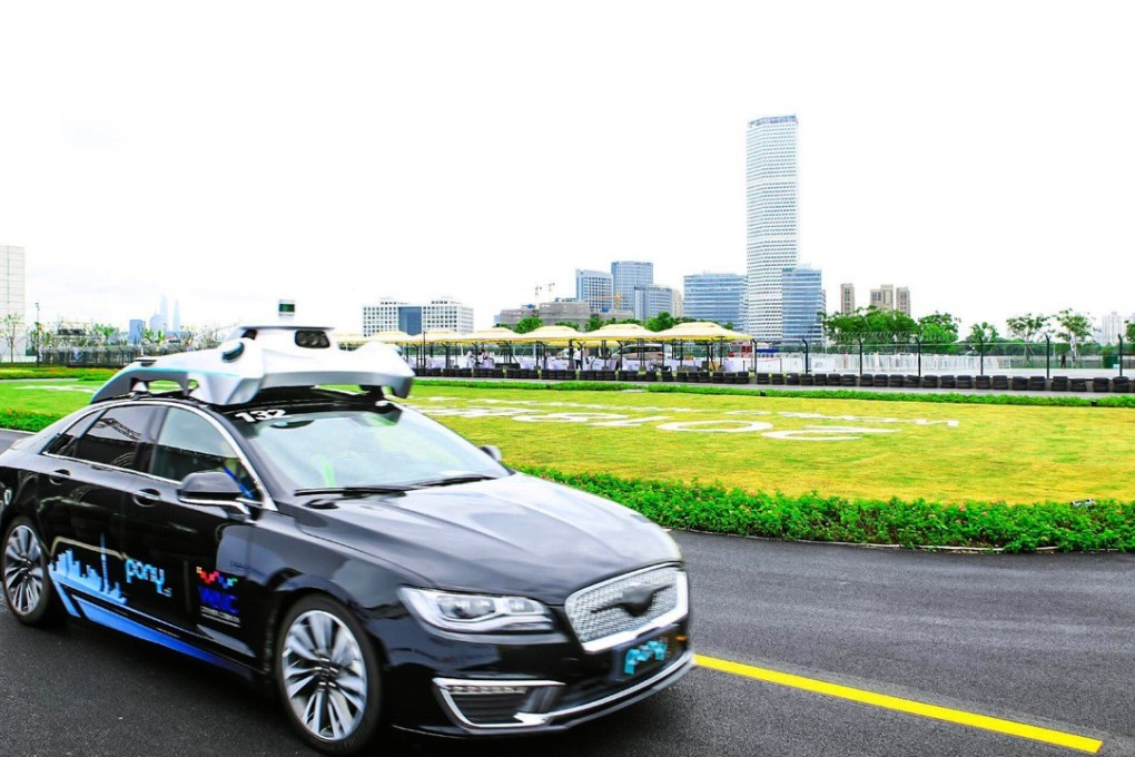 An autonomous car refitted by Pony.ai drives itself during the World Artificial Intelligence Conference being held this week in Shanghai. Photo: Handout