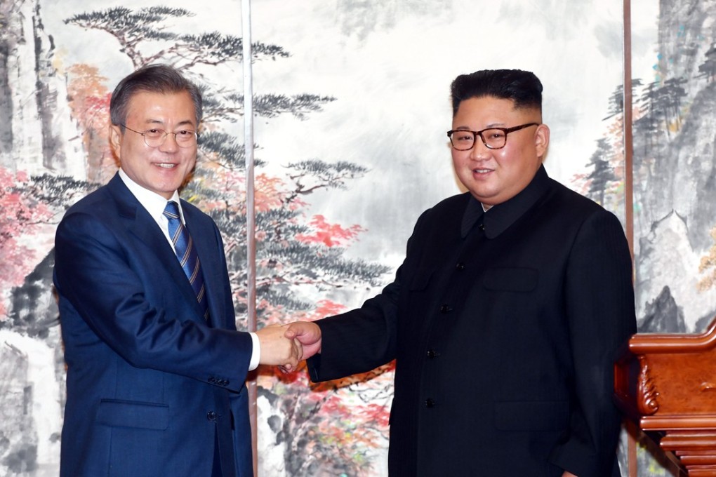 South Korean President Moon Jae-in and North Korean leader Kim Jong-un. Photo: Reuters