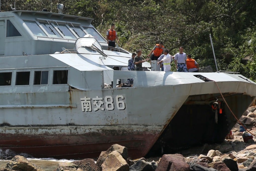 The Nan Jiao 86 vessel stranded in Kau Yi Chau. Photo: Sam Tsang