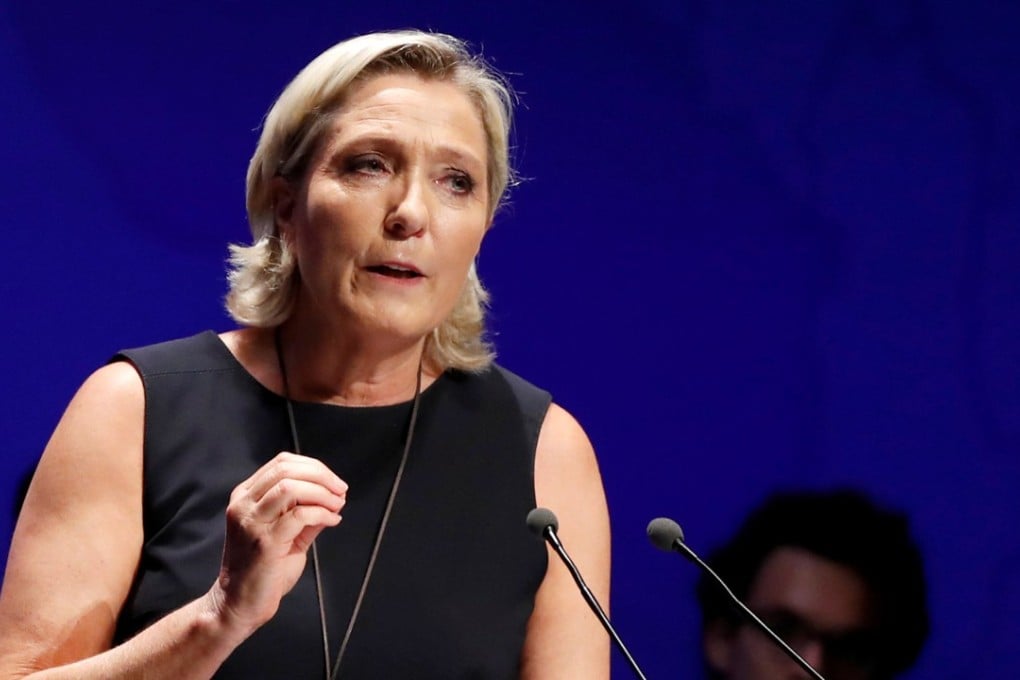 French far-right National Rally party leader Marine Le Pen delivers a speech in Frejus, France, on September 16. Photo: Reuters