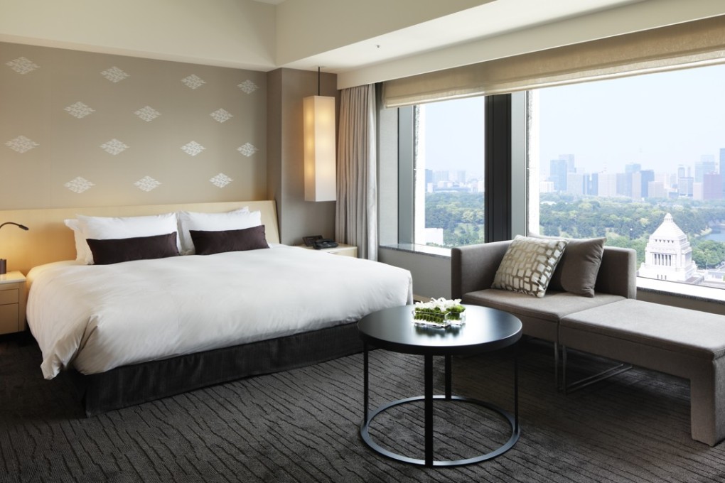A bedroom in The Capitol Hotel Tokyu in central Tokyo, Japan.