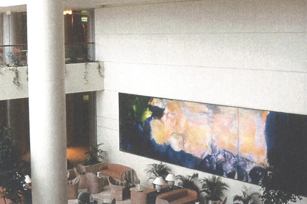 Zao Wou-Ki’s triptych Juin-Octobre 1985 (1985) on display at Raffles City, in Singapore, will be offered at a Sotheby’s auction this autumn and is estimated to sell for at least HK$350 million. Picture: courtesy of Foundatoin Zao Wou-ki
