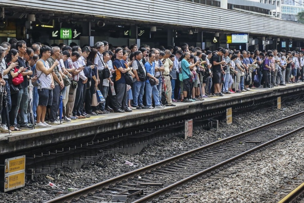Commuters were stuck for hours at Tai Wai MTR Station on the Monday after Typhoon Mangkhut. Photo: Felix Wong