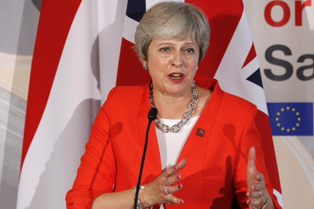 British Prime Minister Theresa May speaks during a news conference in Salzburg, Austria, on September 20. Photo: Bloomberg.