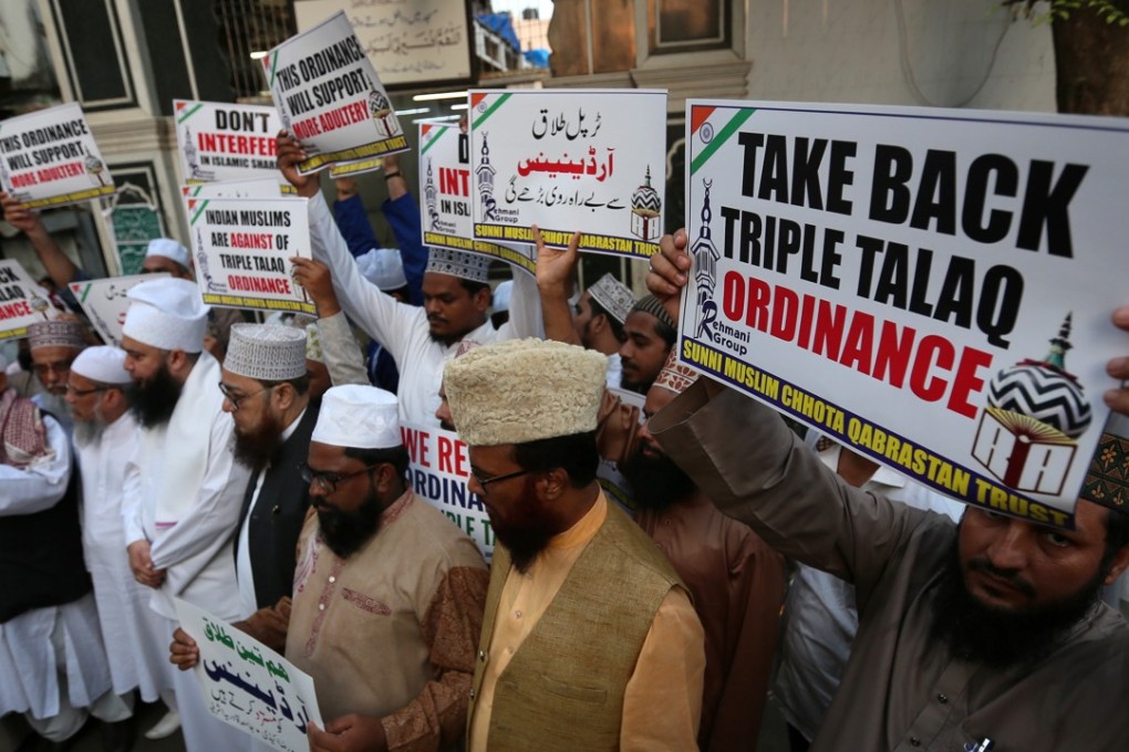 Muslims in Mumbai protest against a move to ban triple talaq. Photo: EPA