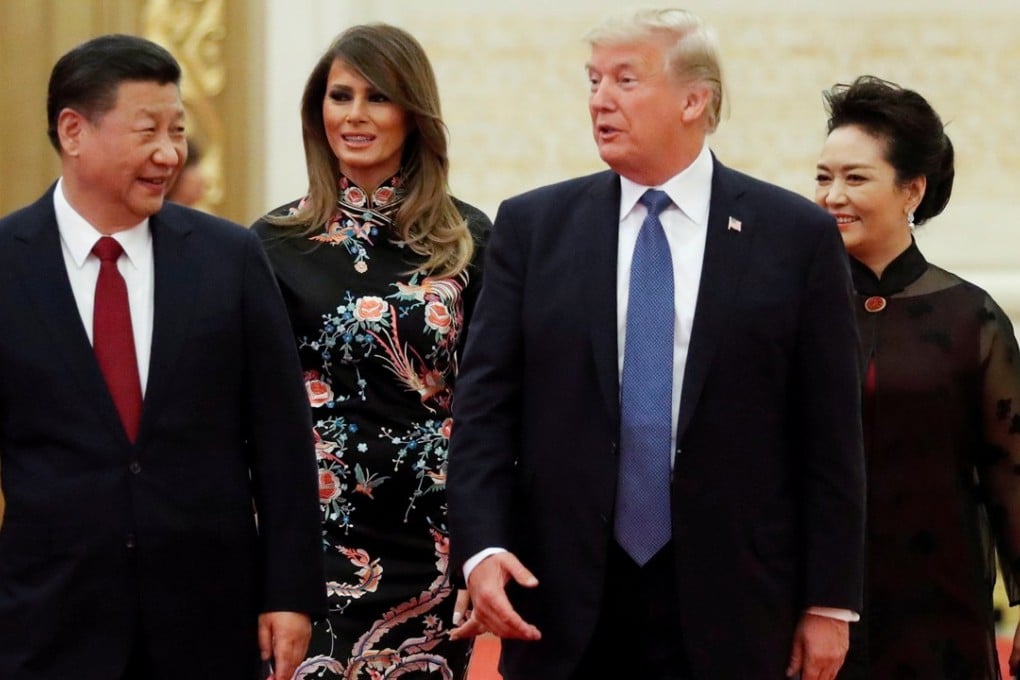 US President Donald Trump and first lady Melania arrive for a state dinner with Chinese President Xi Jinping and first lady Peng Liyuan at the Great Hall of the People in Beijing in November 2017. Photo: Reuters