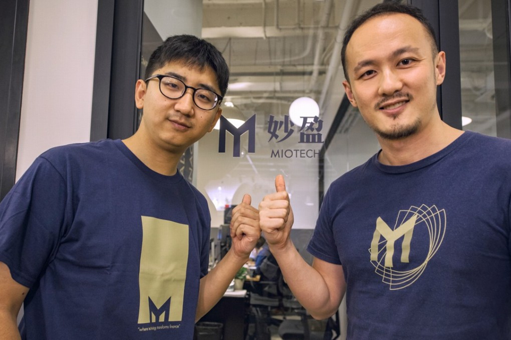 Tao Liu, left, and Jason Tu Jianyu, the co-founders of fintech start-up MioTech, are open for a new round of fundraising that will drive the company’s business expansion. Photo: Handout