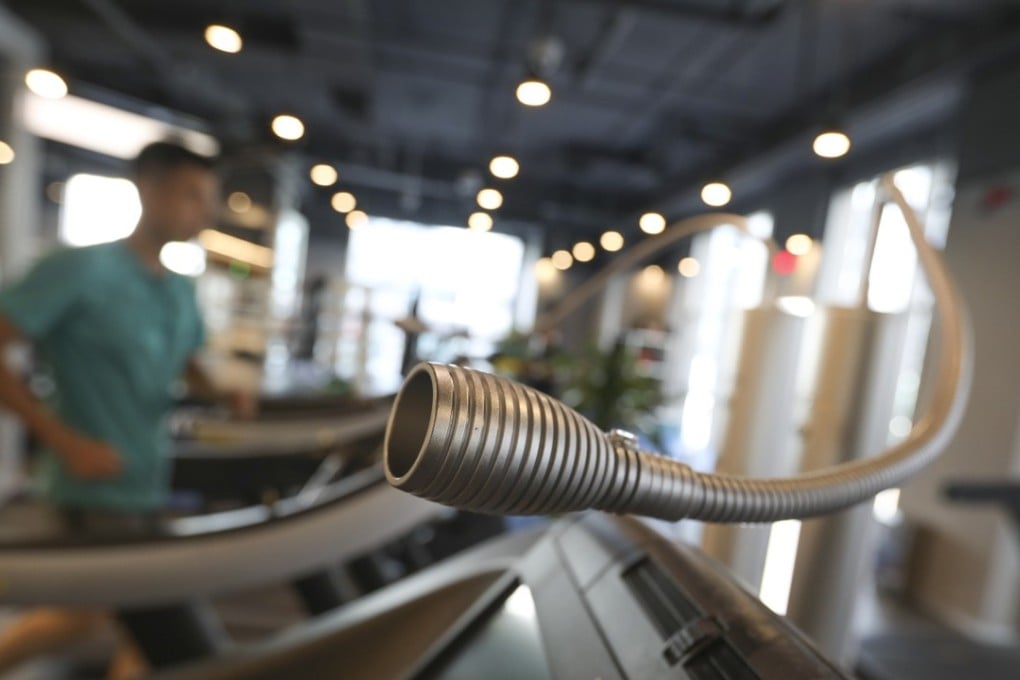 An oxygen emitter at Oxygym, a Beijing gym that has been installed with oxygen machines. Photo: Simon Song