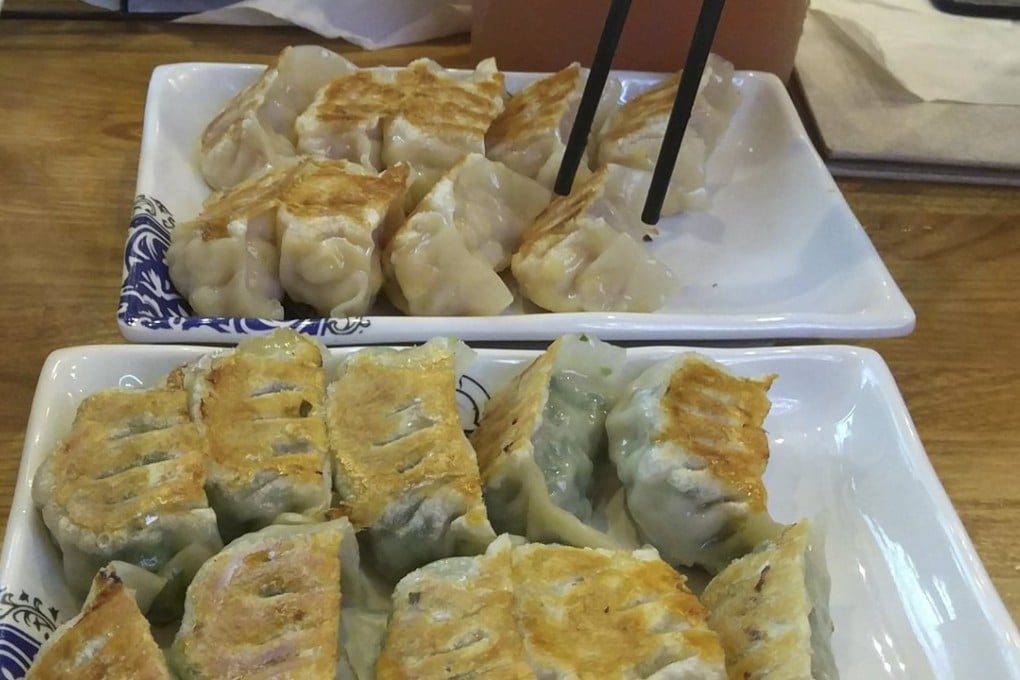 Pork and chives and pan-fried cheese dumplings at Nom Nom Dumplings.