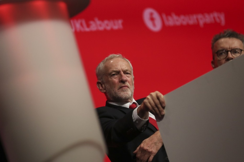 Jeremy Corbyn, leader of the UK’s opposition Labour Party, looks on during opening speeches at the annual Labour Conference in Liverpool on Sunday. Photo: Bloomberg