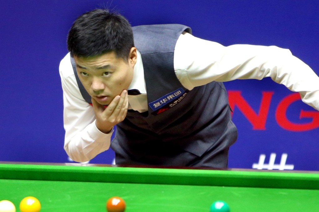 Ding Junhui ponders a shot against Barry Hawkins in the 2018 World Snooker Shanghai Masters semi-final. Photo: Xinhua