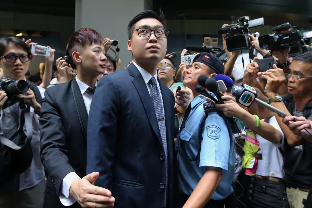 Andy Chan Ho-tin, convenor of the Hong Kong National Party, leaves the Foreign Correspondents' Club. Photo: Sam Tsang