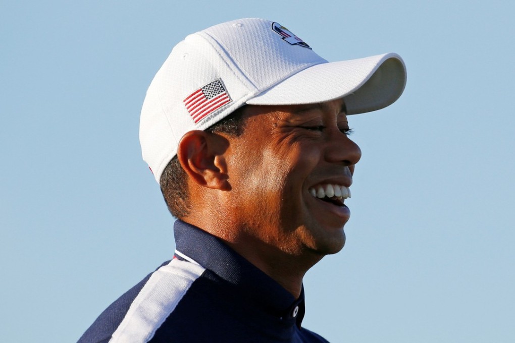 Team USA’s Tiger Woods in action during practise at Le Golf National. Photo: Reuters