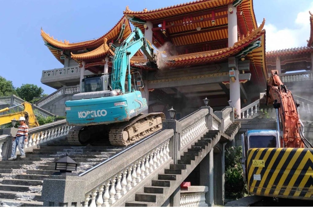 Demolition work started at Biyun Temple on Wednesday. Photo: CNA