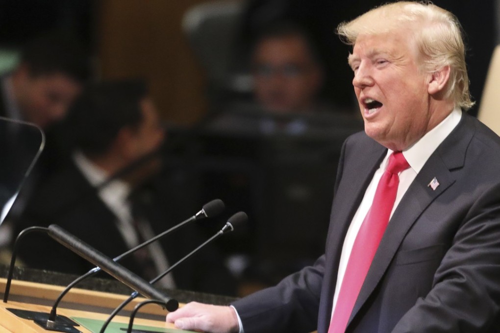 US President Donald Trump addresses the United Nations General Assembly, on Tuesday. Photo: AP