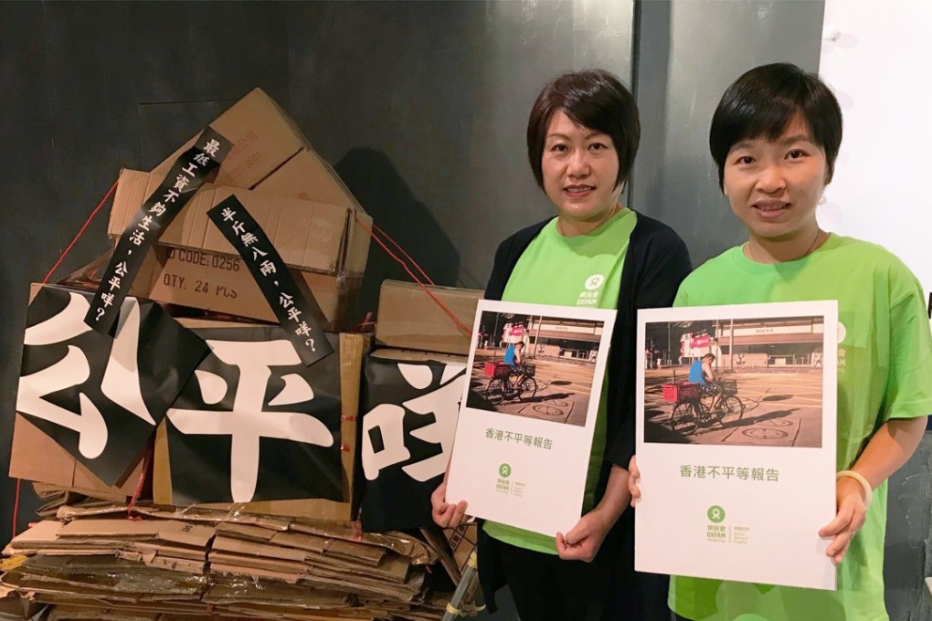Kalina Tsang (left) with Oxfam colleague Wong Shek-hung. Photo: Naomi Ng