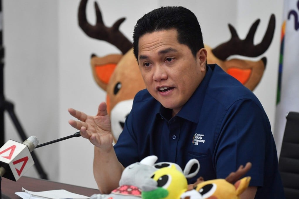 Erick Thohir, head of the Indonesian Asian Games 2018 Organising Committee (INASGOC), speaks to journalists during a press conference in Jakarta in July. Photo: AFP