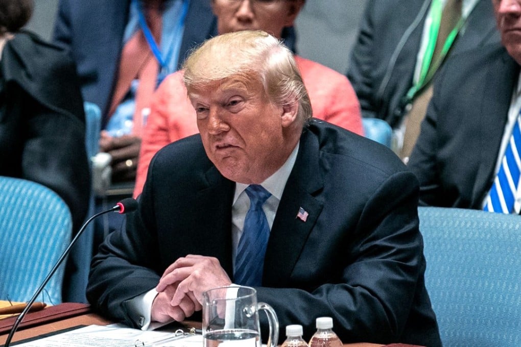 US President Donald Trump speaks during a United Nations Security Council briefing in New York on Wednesday. Trump said that China is attempting to interfere in the 2018 midterm congressional elections and alleged Beijing seeks to help his opponents. Photo: Bloomberg