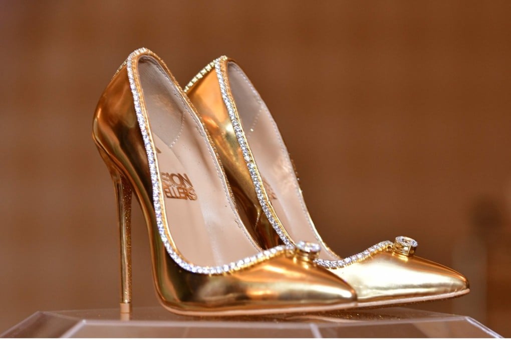 A pair of shoes worth US$17 million at the Burj Al Arab in Dubai on September 25, 2018. Photo: AFP