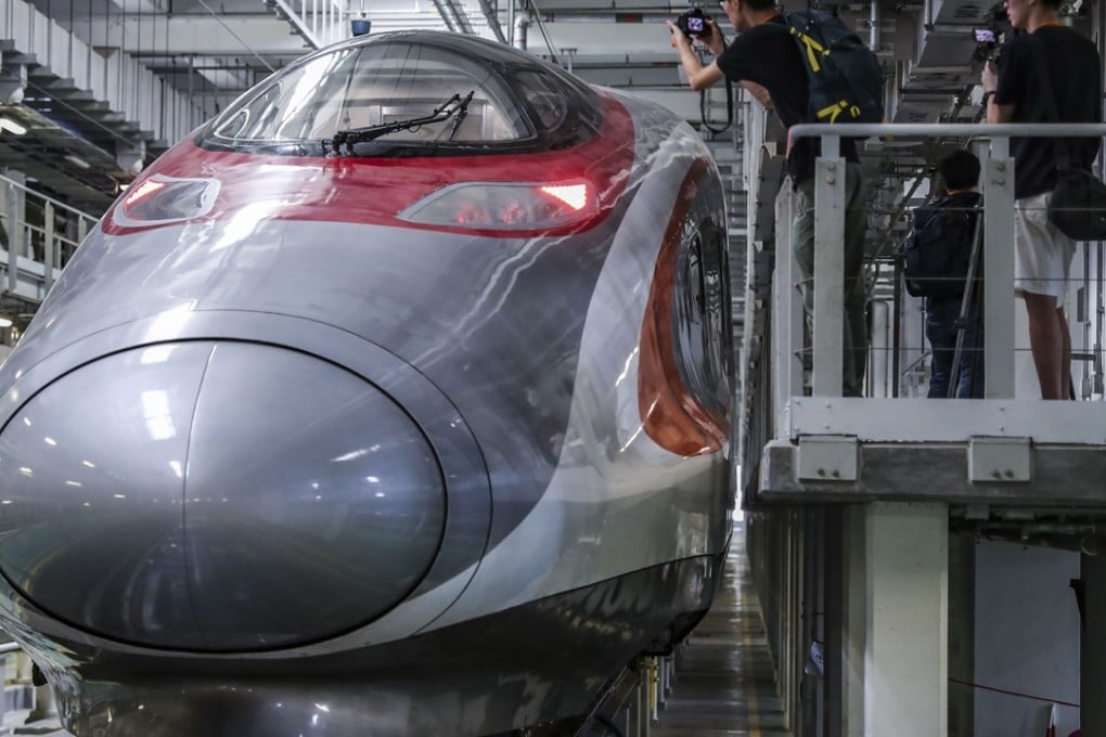 A Vibrant Express train at the Shek Kong sidings, in Hong Kong. Picture: Edward Wong