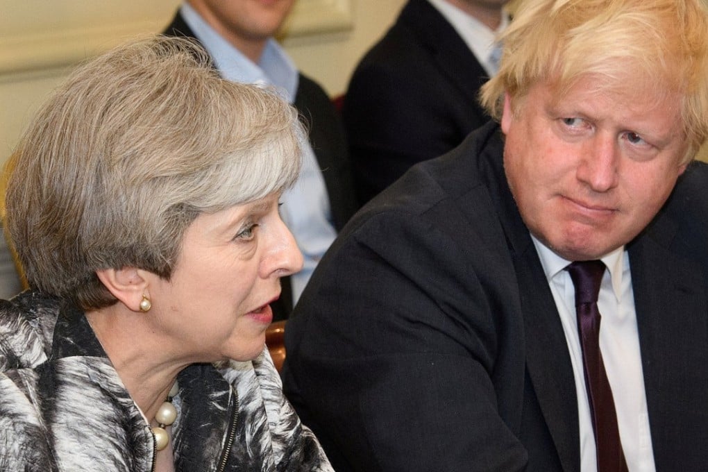 File photo of Britain’s Prime Minister Theresa May with former foreign secretary Boris Johnson. Photo: Reuters