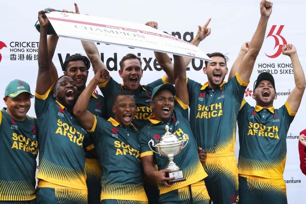 South Africa celebrate winning the 2017 Hong Kong Sixes. Photo: K.Y. Cheng
