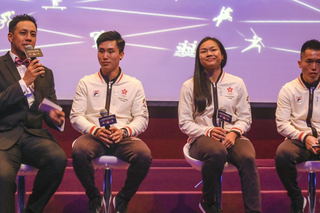 Hong Kong athletes Shek Wai-hung, Sarah Lee Wai-sze and Leo Au Chun-ming. Photo: Xiaomei Chen