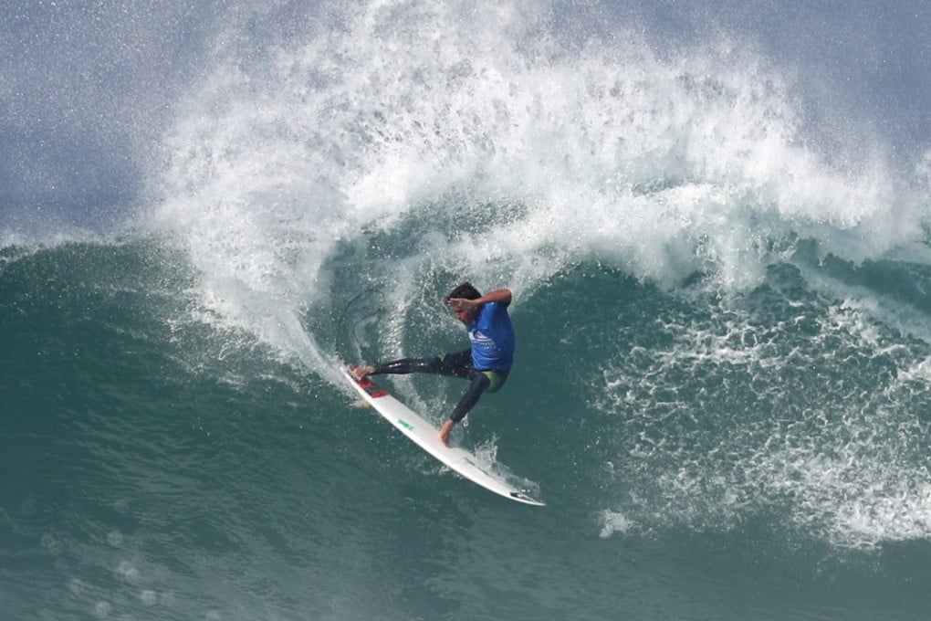 France’s Jeremy Flores competes during the World Surfing League Quicksilver Pro France in Hossegor, France. Photo: DPPI