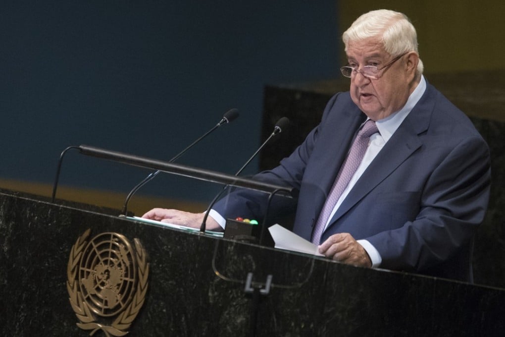 Syrian Deputy Prime Minister Walid al-Moualem addressing the United Nations General Assembly on September 29, 2018. Photo: AP