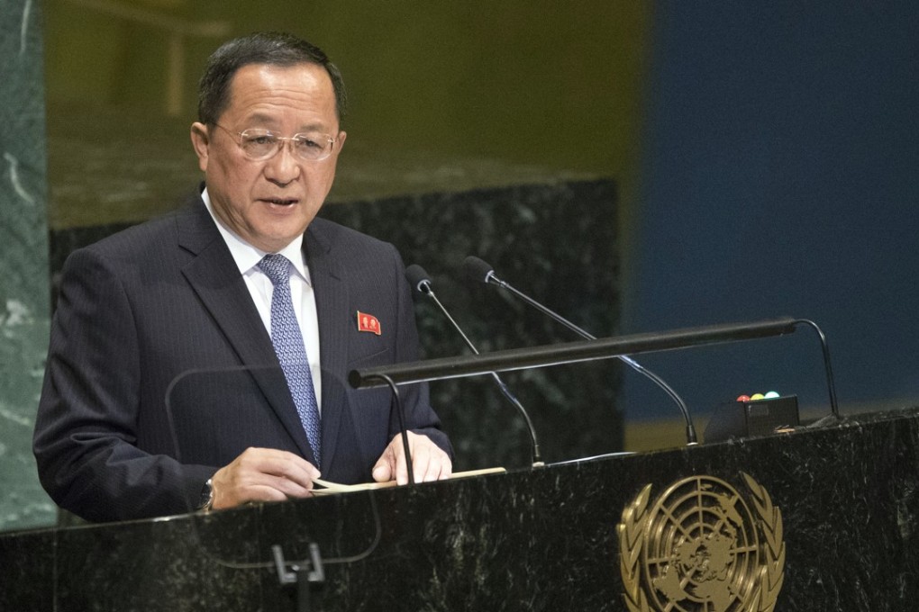 North Korean Foreign Minister Ri Yong Ho addresses the 73rd session of the United Nations General Assembly, Saturday, September 29, 2018 at UN headquarters. (AP Photo/Mary Altaffer)