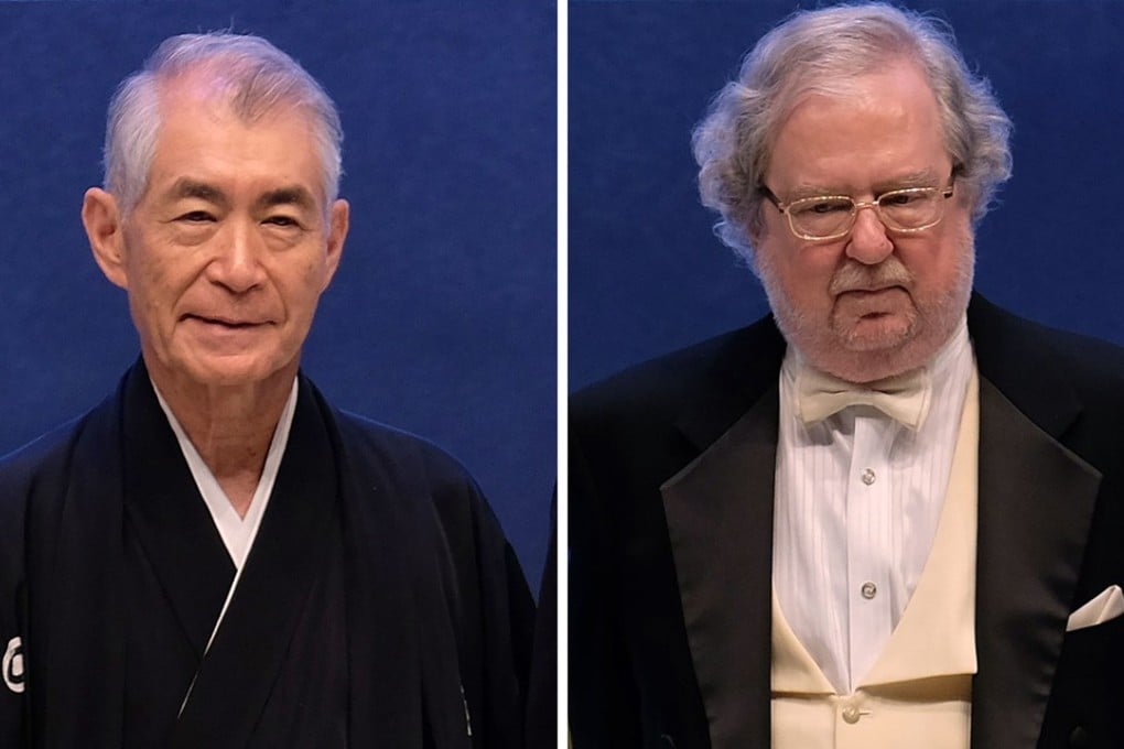 Winners Tasuku Honjo, left, James Allison. Photo: AFP