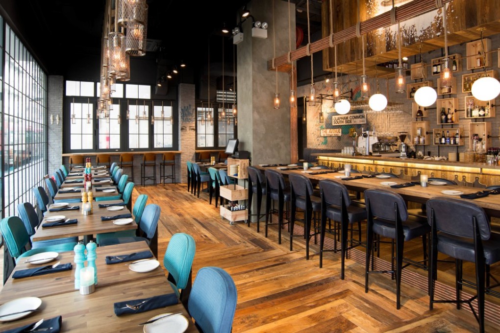 The cool, modern interior decor of Shoreditch in Kennedy Town.