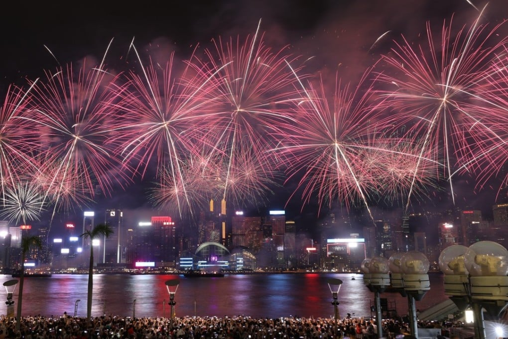 National Day celebrations ended with a 23-minute fireworks display over Victoria Harbour at 9pm. Photo: Dickson Lee