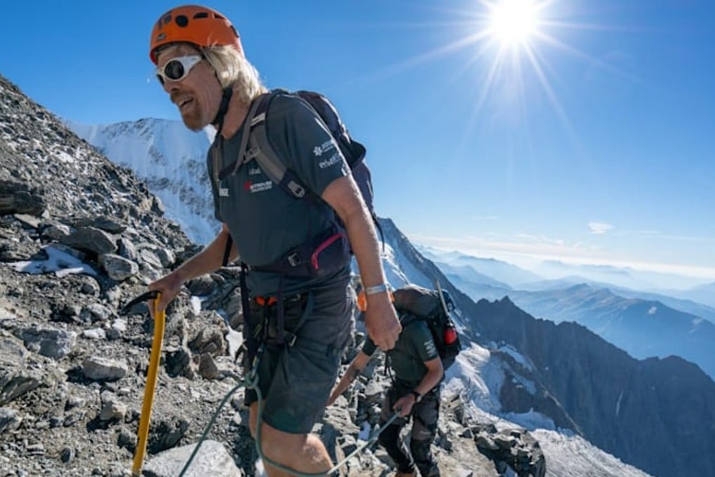 Sir Richard Branson on the charity climb in Alps. Photo: Twitter/Richard Branson