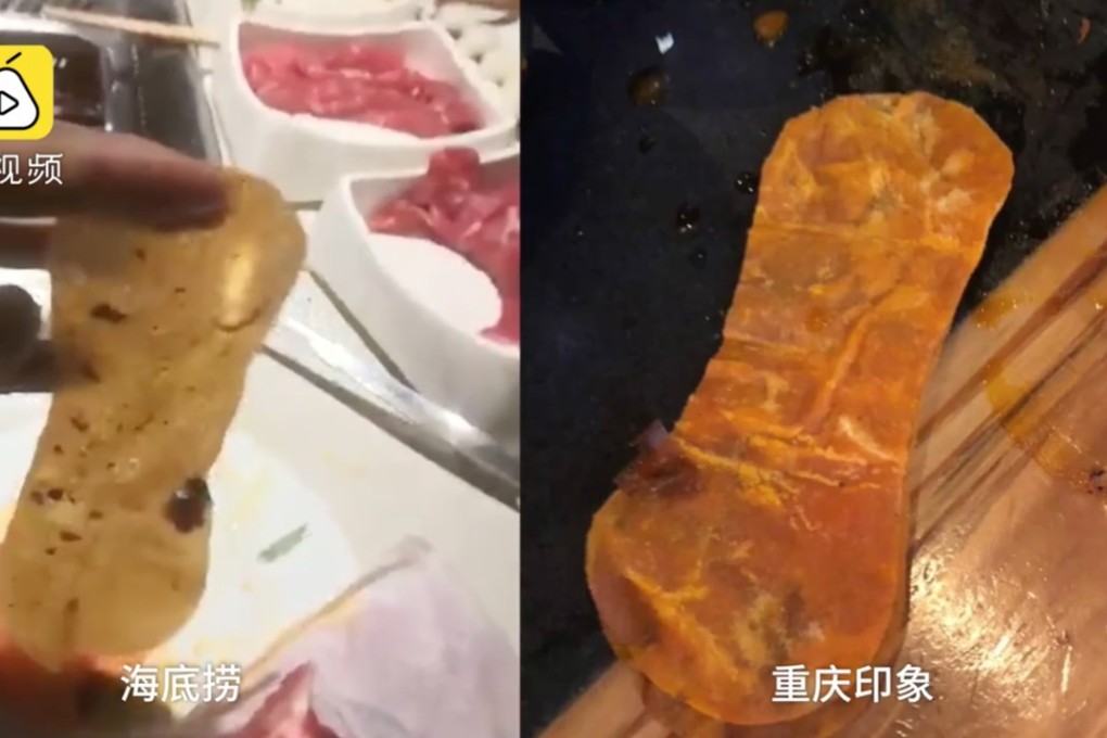 The napkin found at the bottom of the hotpot in a Haidilao restaurant (left) and Chongqing Impression restaurant in Shenzhen, Guangdong province. Photo: Pear Video