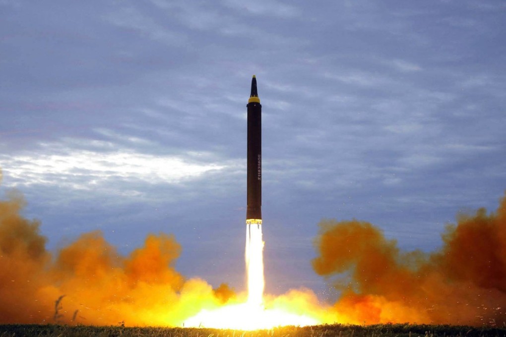 A North Korean government photo shows what was said to be the test launch of a Hwasong-12 intermediate range missile in August last year. Photo: Korean Central News Agency/Korea News Service via AP