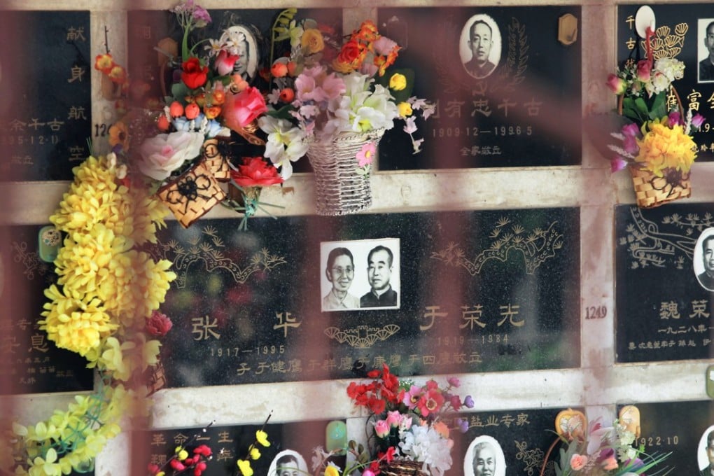 A columbarium containing the ashes of deceased loved ones at the Babaoshan Revolutionary Cemetery in Beijing. Photo: Simon Song