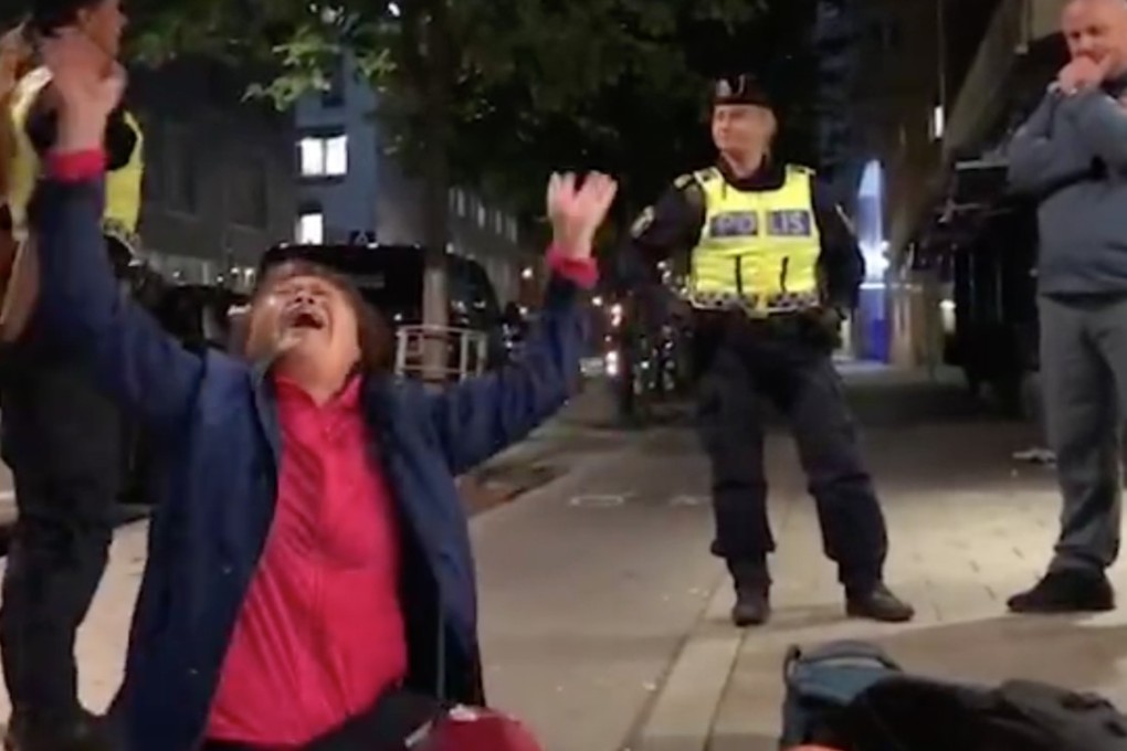 A Chinese tourist cries out after his family were removed from a Swedish hostel. The incident has escalated into a diplomatic incident after the Chinese embassy in Stockholm issued a complaint to the local authorities. Photo: Handout